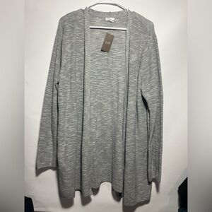 J.Jill Linen cotton acrylic Blend Open Front Cardigan NEW GRAY